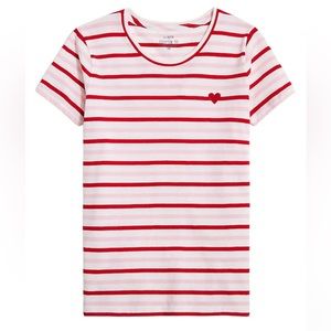 *NWT* J. Crew Striped Hearts Collector Tee ❤️ Warm Pink Classic Red ❤️